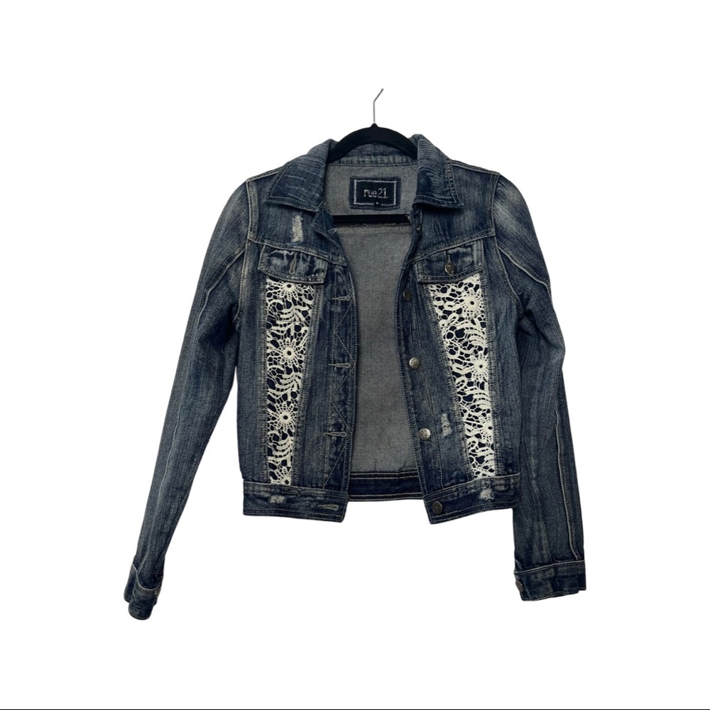 Rue21 Crochet Detail Jean Jacket Small